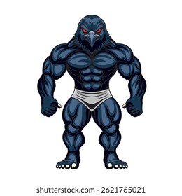 strong crow mascot vector illustration design