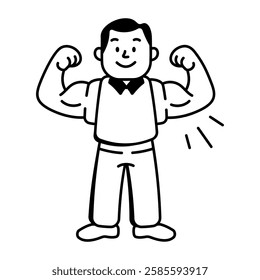 Strong dad icon in doodle style 

