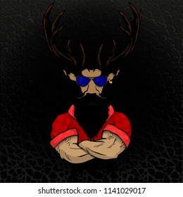 Strong deer-man on the texture of the skin.
