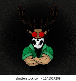 Strong deer-man on the texture of the skin.