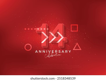 Strong design for 14th anniversary celebration. with bold red color. Premium vector for poster, banner, celebration greeting.