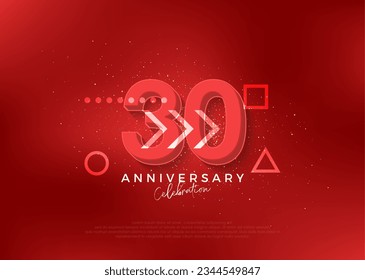 Strong design for 30th anniversary celebration. with bold red color. Premium vector for poster, banner, celebration greeting.