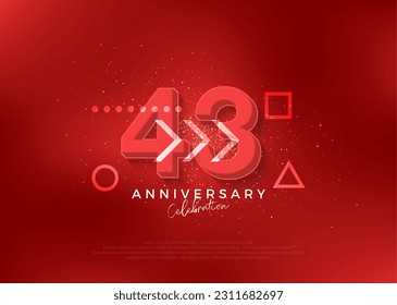 Strong design for 43rd anniversary celebration. with bold red color. Premium vector for poster, banner, celebration greeting.