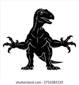 Diseño fuerte de la criatura del dinosaurio, gráfico prehistórico del monstruo. Ilustración de bestia agresiva, poderosa vida silvestre, dibujo de estilo de tatuaje tribal.