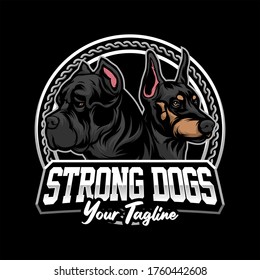 STRONG DOG MASCOT LOGO VECTOR ILLUSTRATION