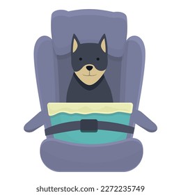 Strong dog seat icon cartoon vector. Car travel. Trip transport