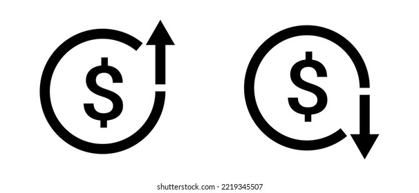 Strong Dollar And Weak Dollar Icon Set. Vector.