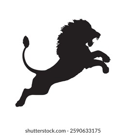 Strong and Dominant Attacking Lion Silhouette for Impactful Designs - Lion Vector - Lion Icon
