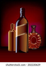 Strong drink alcohol bottle cognac whisky vodka