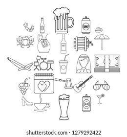Strong drink icons set. Outline set of 25 strong drink vector icons for web isolated on white background