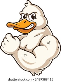 Strong duck mascot character vector illustration