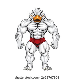 projeto de ilustração vetorial de mascote de pato forte