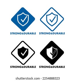 Strong durable with shield and check mark vector logo badge