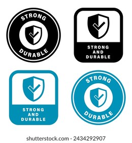 Strong and Durable. Vector labels for protective workwear or material.