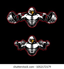 Strong eagle with burbell logo template