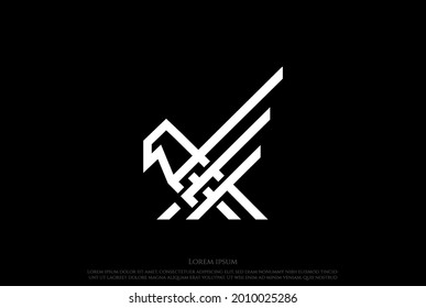 Strong Eagle Hawk Falcon Bird Monogram Logo Design Vector