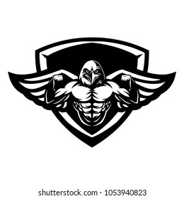 Strong eagle logo emblem black and white