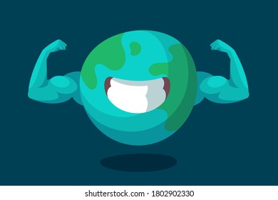Strong earth illustration with flat design style