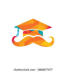 Strong education logo design template. Hat graduation with mustache icon design.	
