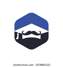 Strong education logo design template. Hat graduation with mustache icon design.	
