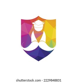 Strong education logo design template. Student with mustache icon design.	
