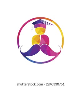 Plantilla de diseño del logotipo de educación sólida. Estudiante con diseño de ícono de bigote.	

