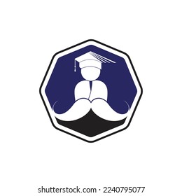 Strong education logo design template. Student with mustache icon design.	
