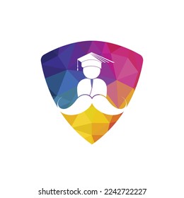 Strong education logo design template. Student with mustache icon design.	
