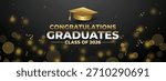 Strong and elegant black-and-gold Class of 2026 graduation banner with bold lettering and festive accents