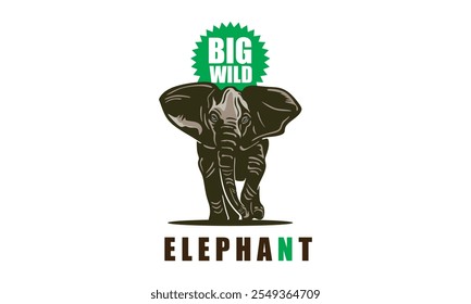 strong elephant calm walking logo, silhouette of great jumbo wild animal vector illustrations 