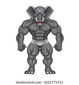 projeto de ilustração vetorial de mascote de elefante forte