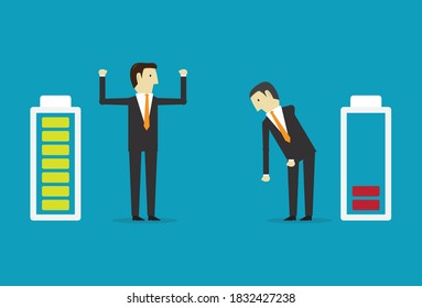Strong employees and weak employees, Vector illustration in flat style