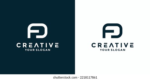 fuerte diseño inicial del logotipo F D para la identidad de la empresa