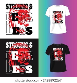 Strong fear less with a lion template for business or t-shirt design. svg