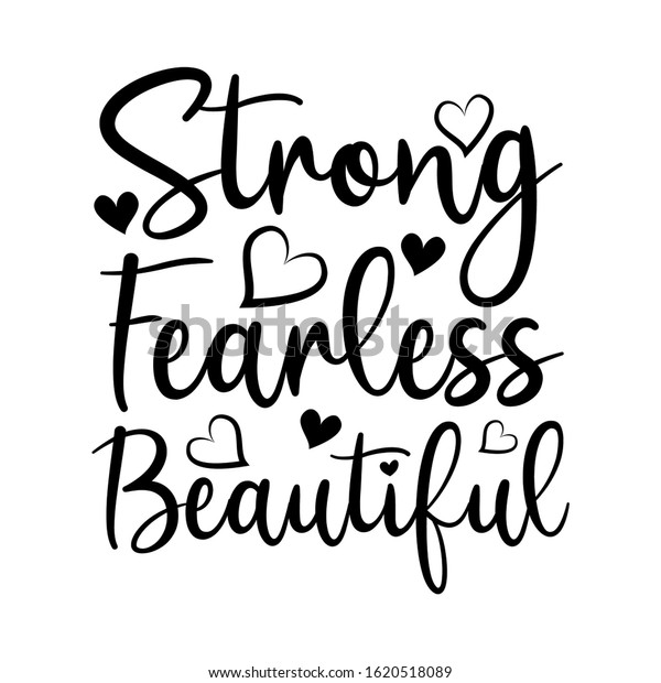 Strong Fearless Beautiful Positive Calligraphy Text Stock Vector ...