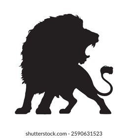 Strong and Fearless Roaring Lion Silhouette for Creative Artwork - Lion Vector - Lion Icon
