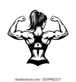 strong female bodybuilder logo design concept creative idea