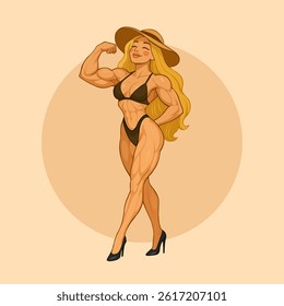 Strong Female Bodybuilder Posing in Bikini