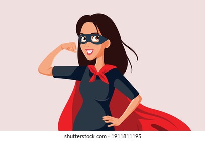 Strong Female Superhero Vector Character. Woman feeling strong and confident with superpowers
