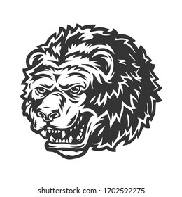 Strong ferocious bear head template in vintage style isolated vector illustration