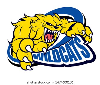 Strong fierce yellow wildcat mascot for sport theme - vector character