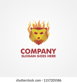 Strong Fire and Bear Logo Template