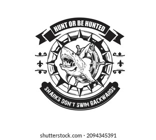 strong fishing shark vector illustration t-shirt design for business 