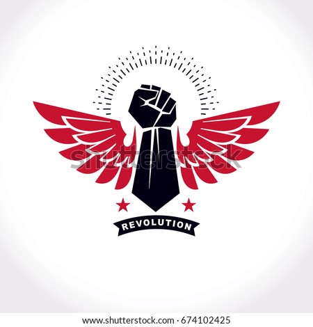 Strong fist of a muscular man vector illustration. Best fighter vector symbol, triumph concept.