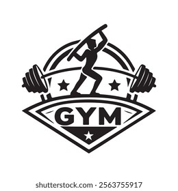 Strong Fitness Gym Logo with Weightlifter Silhouette
