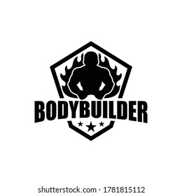 Strong Fitness logo. Bodybuilder vector. Vintage gym templates. 