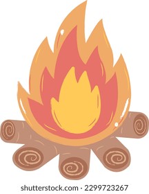 Strong flame camping bonfire vector