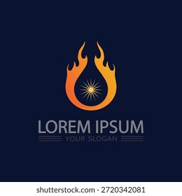 Logotipo de energía de llama fuerte que destaca el ícono de fuego ardiente para la marca de negocios de Industrial