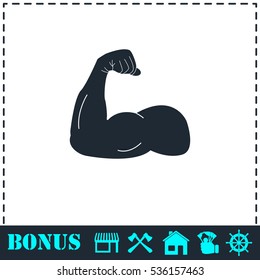 Strong flex arm icon flat. Simple vector symbol and bonus icon