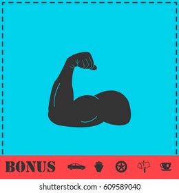 Strong flex arm icon flat. Simple vector symbol and bonus icon
